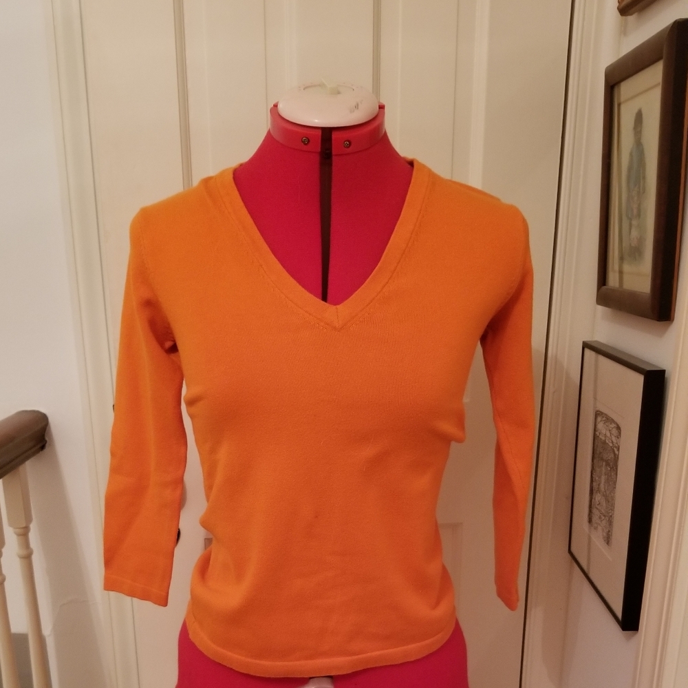 orange sweater 3/4 sleeve
